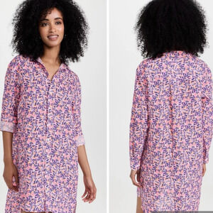 Frank & Eileen Hunter Linen‎ Button Front Shirtdress In Neon Floral Size XS